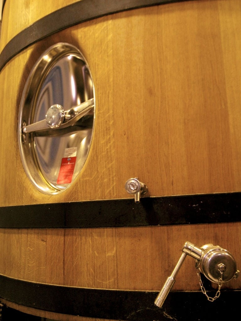 door of wooden barrel at 'Gatsios Distillery' plant